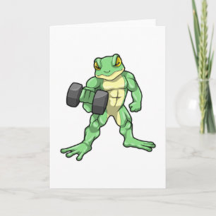 Frosch beim Bodybuilding mit Kurzhantel Karte