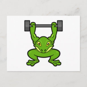 Frosch beim Bodybuilding mit Langhantel Postkarte