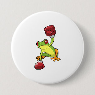 Frosch beim Boxen mit Boxhandschuhen Button