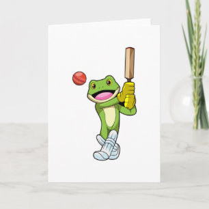 Frosch beim Cricket mit Cricket-Schläger Karte