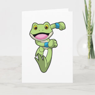 Frosch beim Laufen mit Schweißband Karte