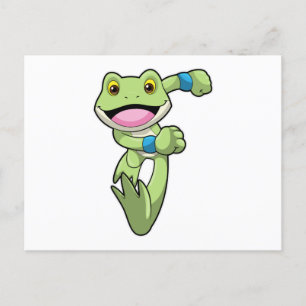 Frosch beim Laufen mit Schweißband Postkarte