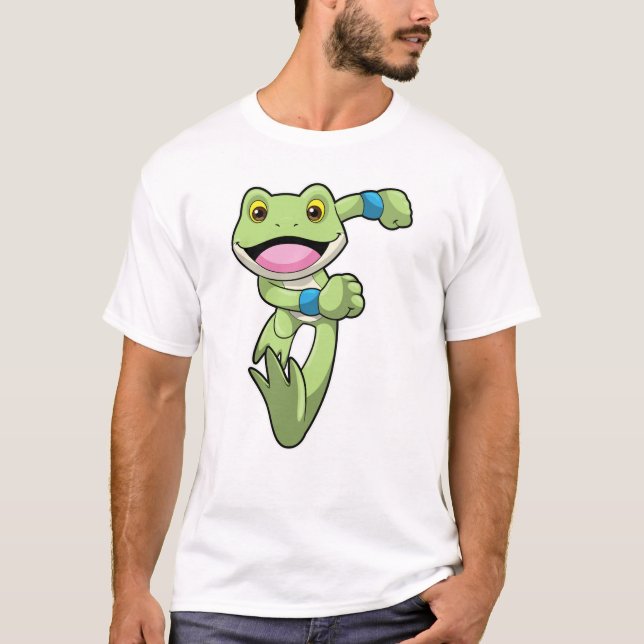 Frosch beim Laufen mit Sweatband T-Shirt (Vorderseite)