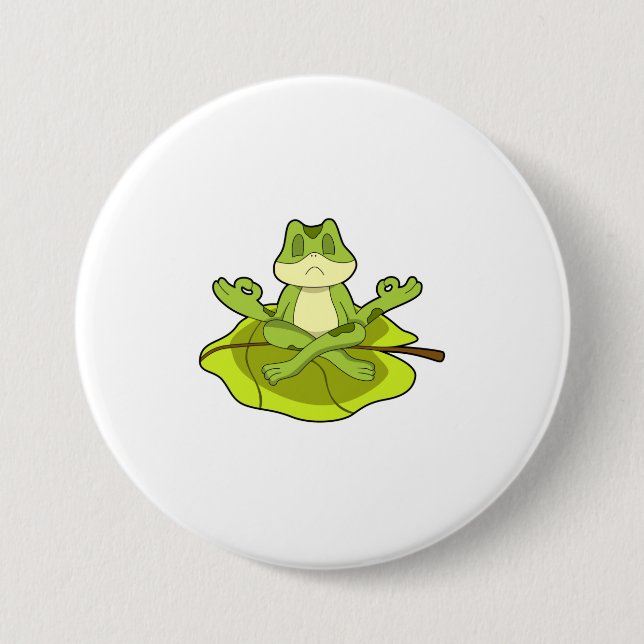 Frosch beim Meditat Button (Vorderseite)