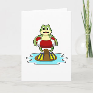 Frosch beim Schwimmen mit Schwimmring Karte
