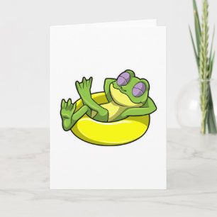Frosch beim Schwimmen mit Schwimmring Karte
