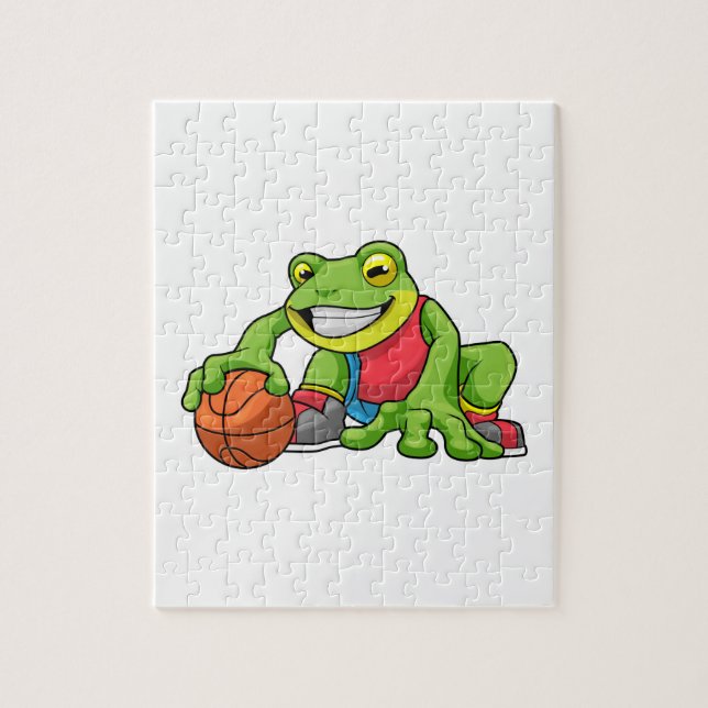 Frosch beim Sport mit Basketball (Vertikal)