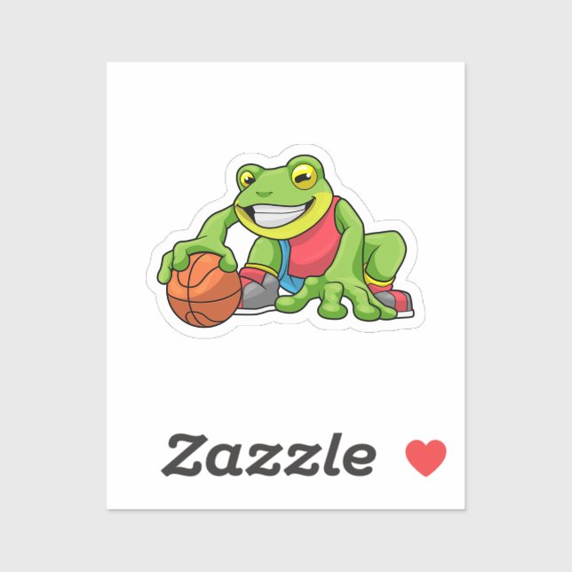 Frosch beim Sport mit Basketball Aufkleber (Blatt)