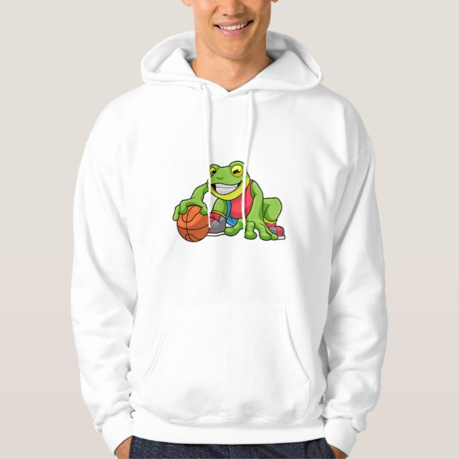 Frosch beim Sport mit Basketball Hoodie (Vorderseite)