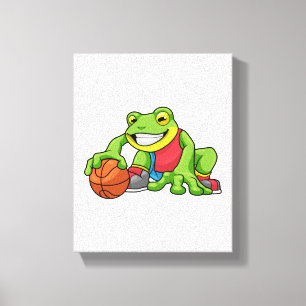 Frosch beim Sport mit Basketball Leinwanddruck