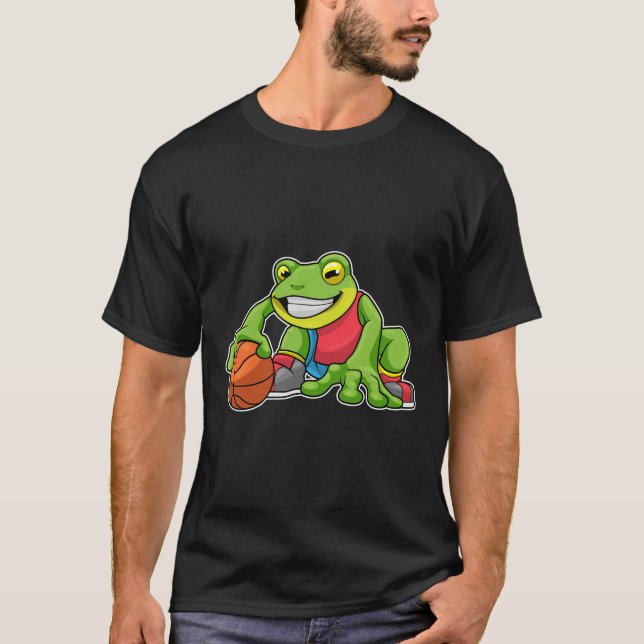 Frosch beim Sport mit Basketball T-Shirt (Vorderseite)
