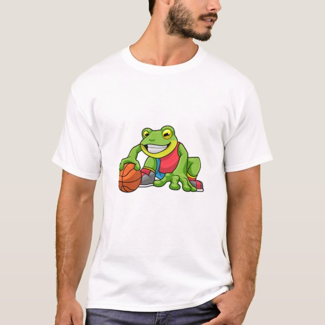 Frosch beim Sport mit Basketball T-Shirt (Vorderseite)