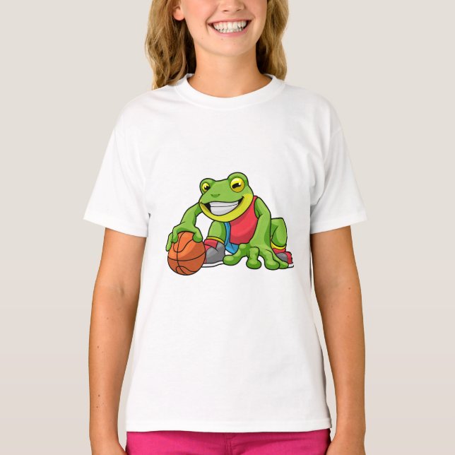 Frosch beim Sport mit Basketball T-Shirt (Vorderseite)