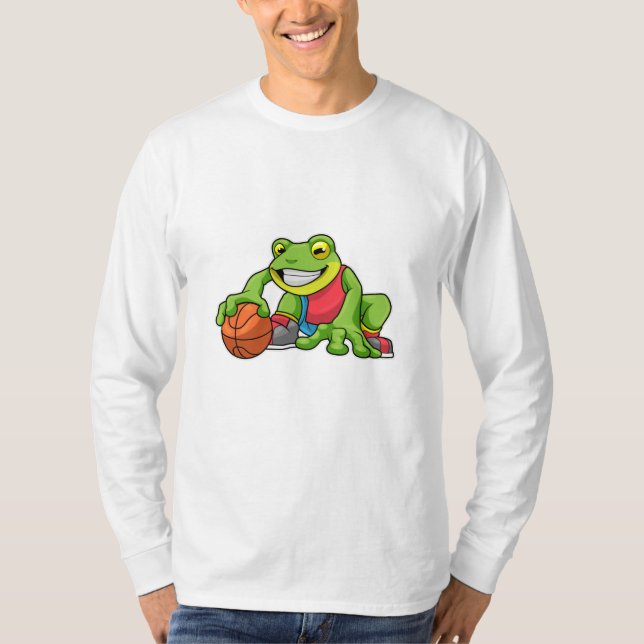 Frosch beim Sport mit Basketball T-Shirt (Vorderseite)