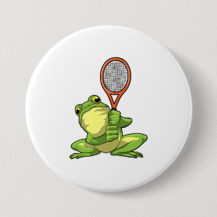 Frosch beim Tennis mit Tennisschläger Button