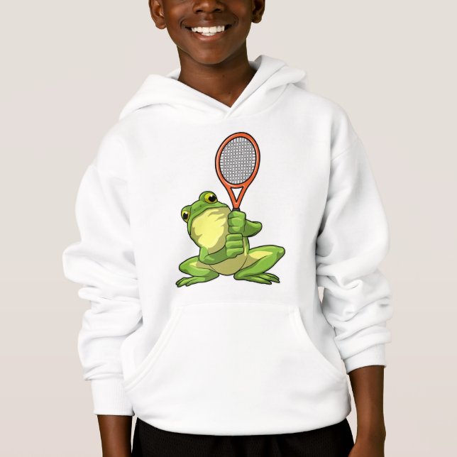 Frosch beim Tennis mit Tennisschläger Hoodie (Vorderseite)