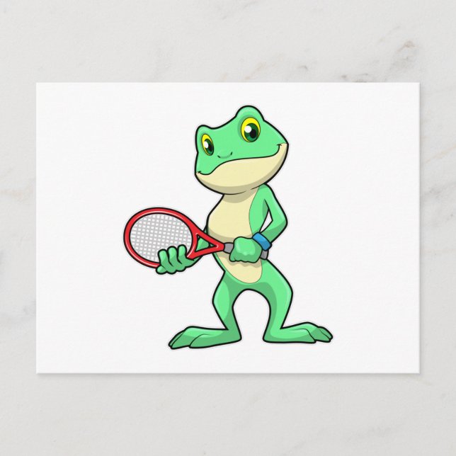 Frosch beim Tennis mit Tennisschläger Postkarte (Vorderseite)