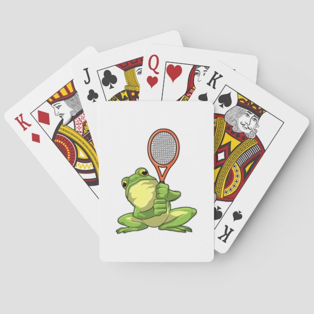Frosch beim Tennis mit Tennisschläger Spielkarten (Rückseite)