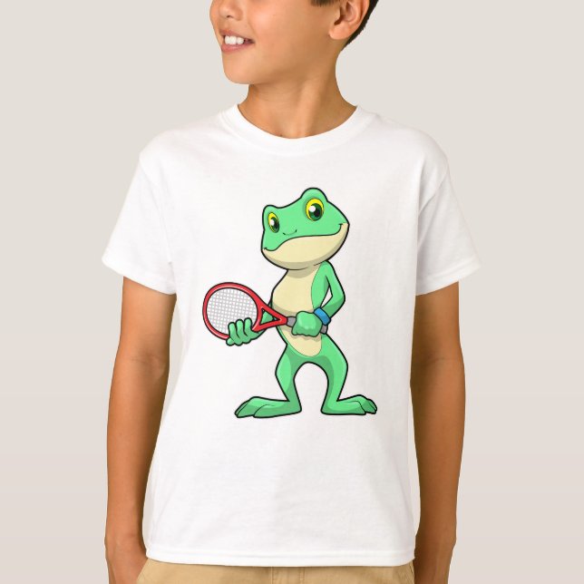 Frosch beim Tennis mit Tennisschläger T-Shirt (Vorderseite)