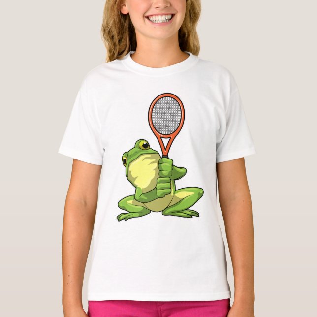 Frosch beim Tennis mit Tennisschläger T-Shirt (Vorderseite)