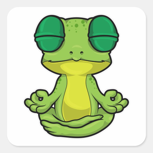 Frosch beim Yoga in Cross-Binary Quadratischer Aufkleber (Vorderseite)