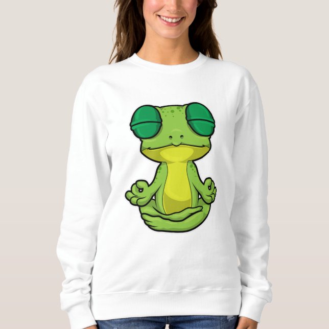 Frosch beim Yoga in Cross-Binary Sweatshirt (Vorderseite)
