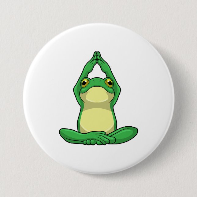 Frosch beim Yoga in Cross BLeged Button (Vorderseite)