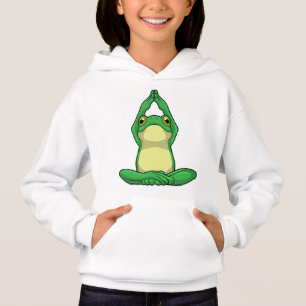Frosch beim Yoga in Cross BLeged Hoodie