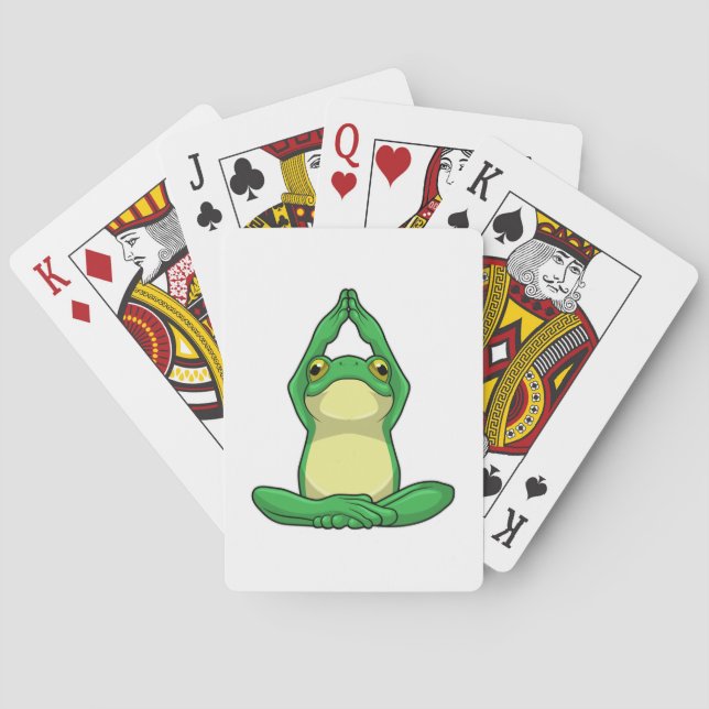 Frosch beim Yoga in Cross BLeged Spielkarten (Rückseite)