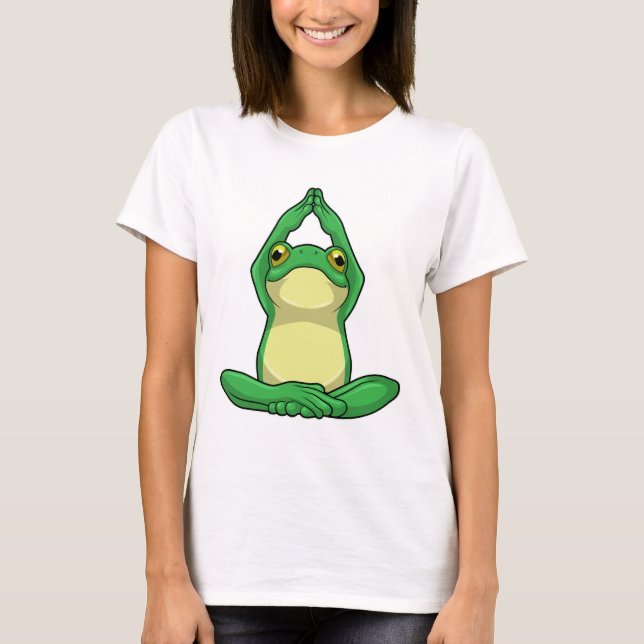 Frosch beim Yoga in Cross BLeged T-Shirt (Vorderseite)