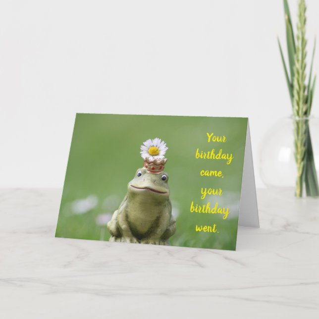 Frosch Belated Birthday Card Karte (Vorderseite)