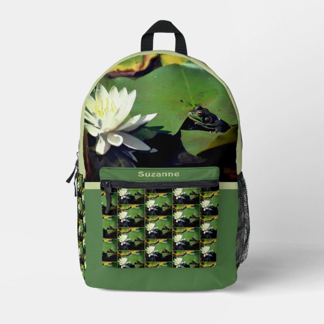 Frosch Bewässerung Lilie Personalisiert Bedruckter Rucksack (Vorderseite)