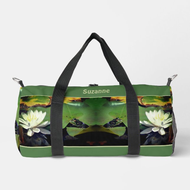 Frosch Bewässerung Lilie Personalisiert Duffle Bag (Vorderseite)