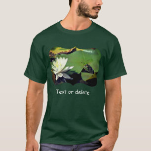 Frosch bewundert Seerose Natur Dunkel Personalisie T-Shirt