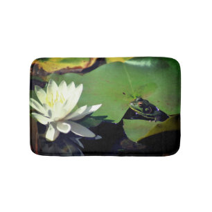 Frosch Bewunderung Wasserlilie Lotus Blume Badematte