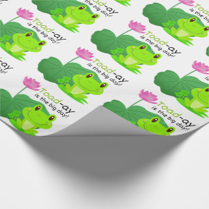 Frosch Birthday Pun Lotus Leaf Blume Kinder Geschenkpapier