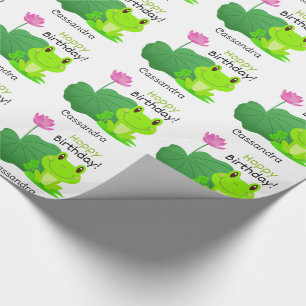 Frosch Birthday Pun Lotus Leaf Blume Name Geschenkpapier
