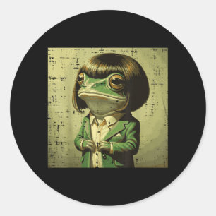 Frosch-Bob-Frisur-Pony-Perücke Lustiges Meme-Tier  Runder Aufkleber