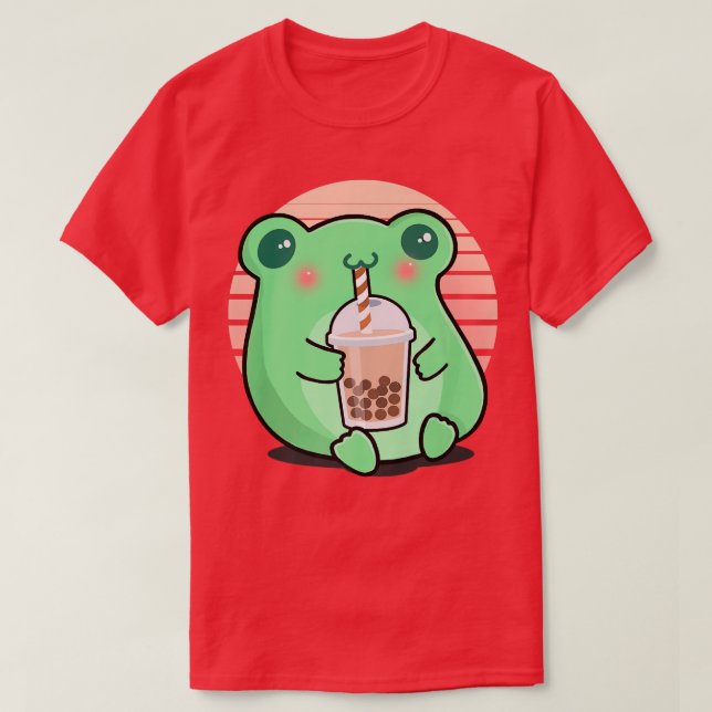 Frosch Boba Tea Funny Amphibian Drinking Bubble Te T-Shirt (Design vorne)