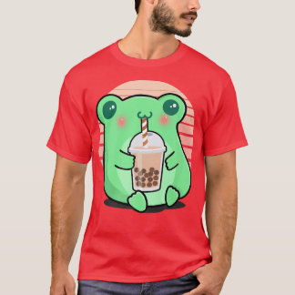 Frosch Boba Tea Funny Amphibian Drinking Bubble Te T-Shirt