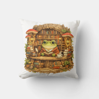Frosch-Buchladen-Shirt | Cottagecore-Frosch beim L Kissen
