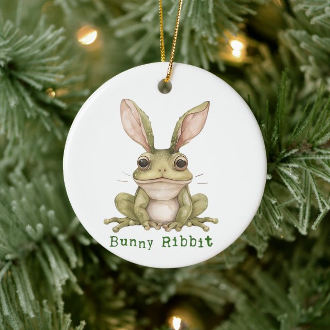 Frosch Bunny Rabbit Floppy Oars Toad Funny Oster Keramik Ornament (Baum)