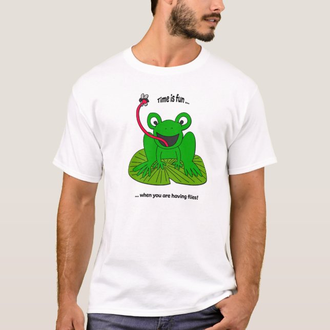 Frosch Cartoon Fliegen fangen T-Shirt (Vorderseite)