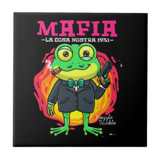 Frosch Cartoon Mafia Abbildung mit T - Shirt-Mooke Fliese