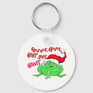 Frosch Cartoon mit Frosch Weihnachtsmannmütze givi Schlüsselanhänger