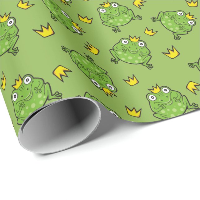 Frosch-Cartoon-Muster Geschenkpapier (Rolleneckpunkt)