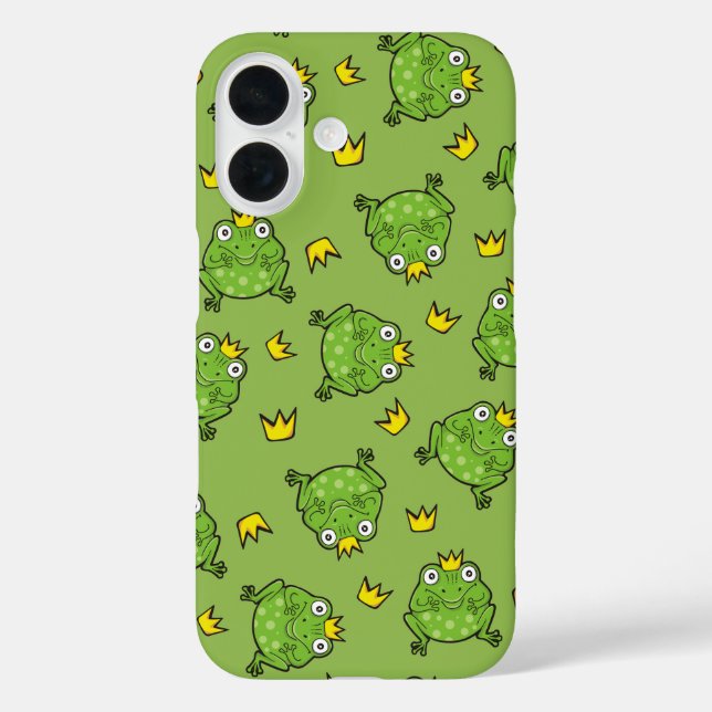 Frosch-Cartoon-Muster iPhone 16 Hülle (Rückseite)