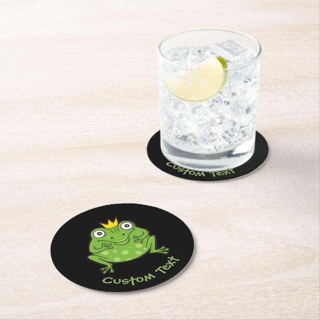 Frosch-Cartoon Runder Pappuntersetzer (Vor Ort)