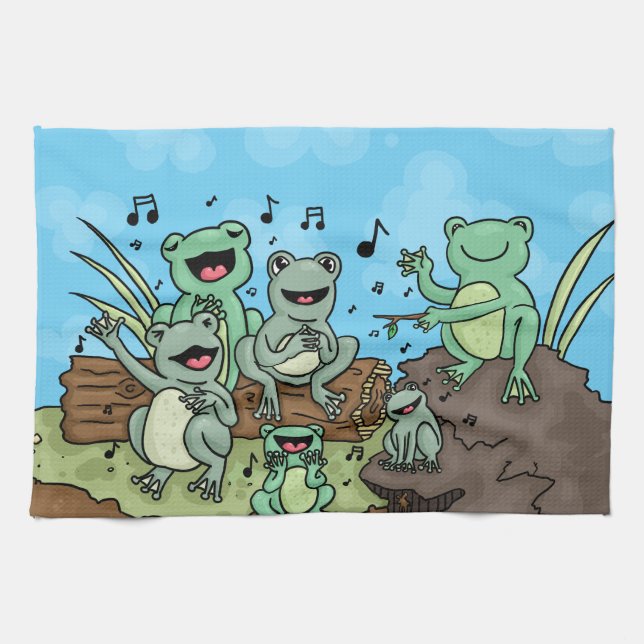 Frosch-Chor Geschirrtuch (Horizontal)