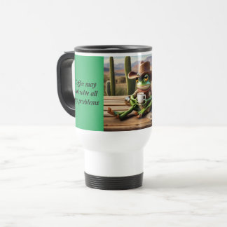 Frosch Cowboy mit lustigem Kaffee dachte Thermal-T Reisebecher